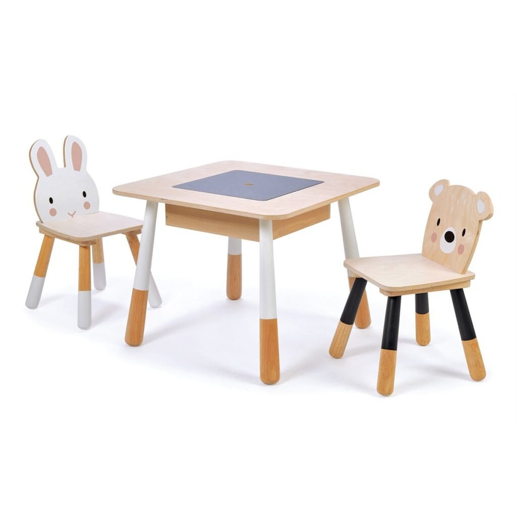 Tender Leaf Tafel en Stoelen Set Woud met konijn en beer rugleuning