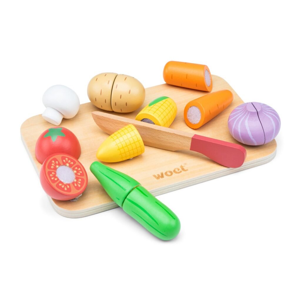 Woet Houten Snijset Groente met Snijplank speelgoed met houten accessoires
