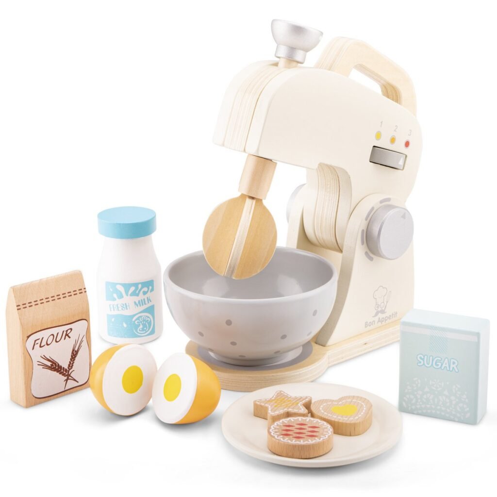 Houten Mixer Set Wit met accessoires voor kinderen van New Classic Toys