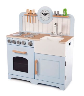 Compacte Tidlo Houten Speelkeuken Landelijk Blauw met oven en kast