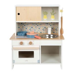 Small Foot Houten Terrazzo Speelkeuken Compact met accessoires en opbergruimte