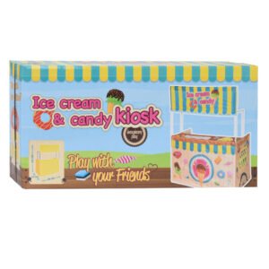 Verpakking van houten ice cream en candy kiosk speelset voor kinderen