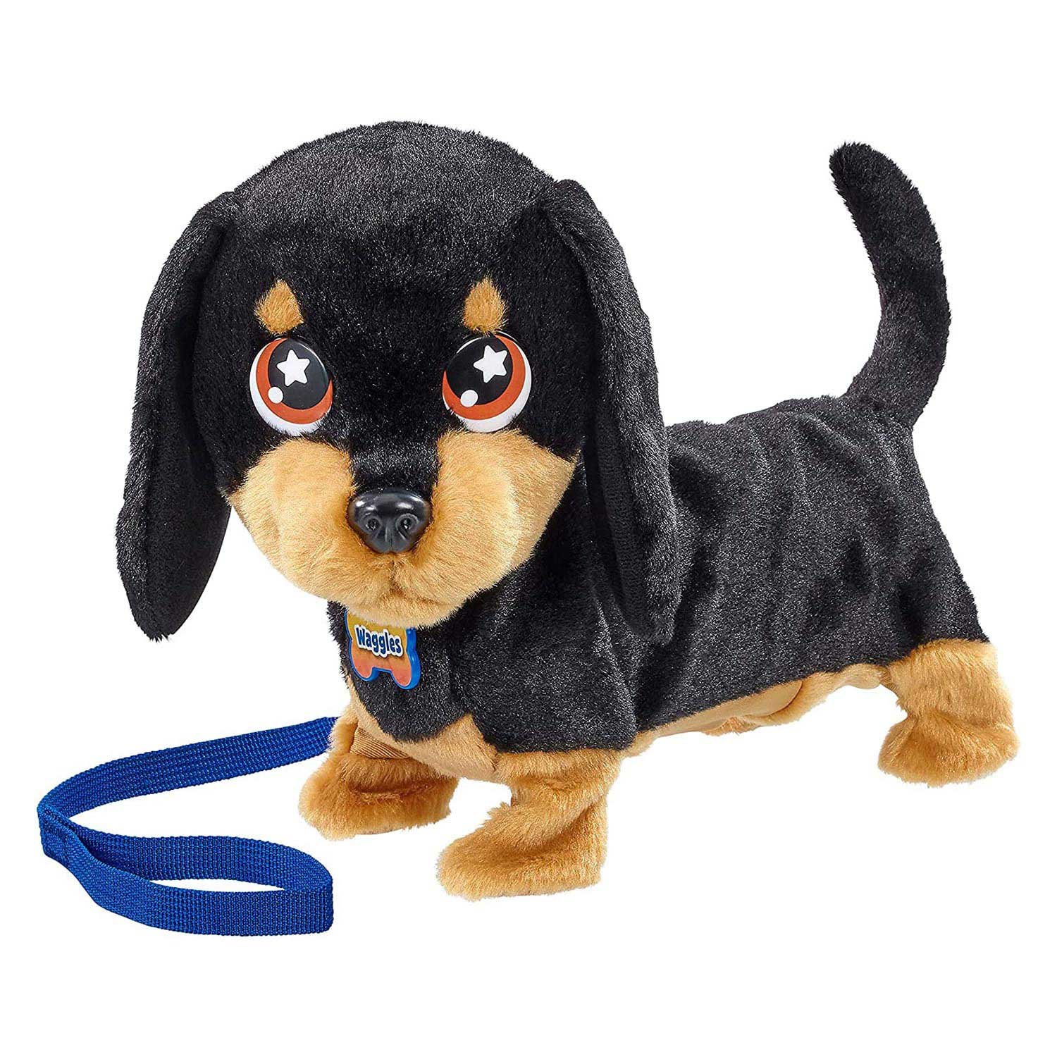 interactieve-waggles-hond-pluche-blauwe-riem Animagic Waggles Hond Interactieve Knuffel pluche met blauwe riem