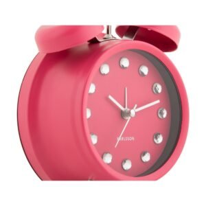 Detail van Karlsson Glam roze wekker met fonkelende diamantindexen