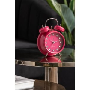 Karlsson Glam roze wekker met diamanten op stijlvolle bijzettafel