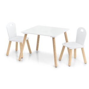 Moderne kinderzitset Scandi 3dlg met witte tafel en houten poten