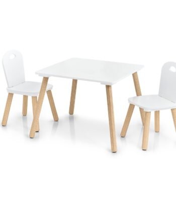 Moderne kinderzitset Scandi 3dlg met witte tafel en houten poten