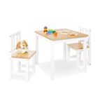 Pinolino Kindertafel en Stoel Set Fenna Wit met twee witte stoelen en houten bladen, speeltafels met speelgoed