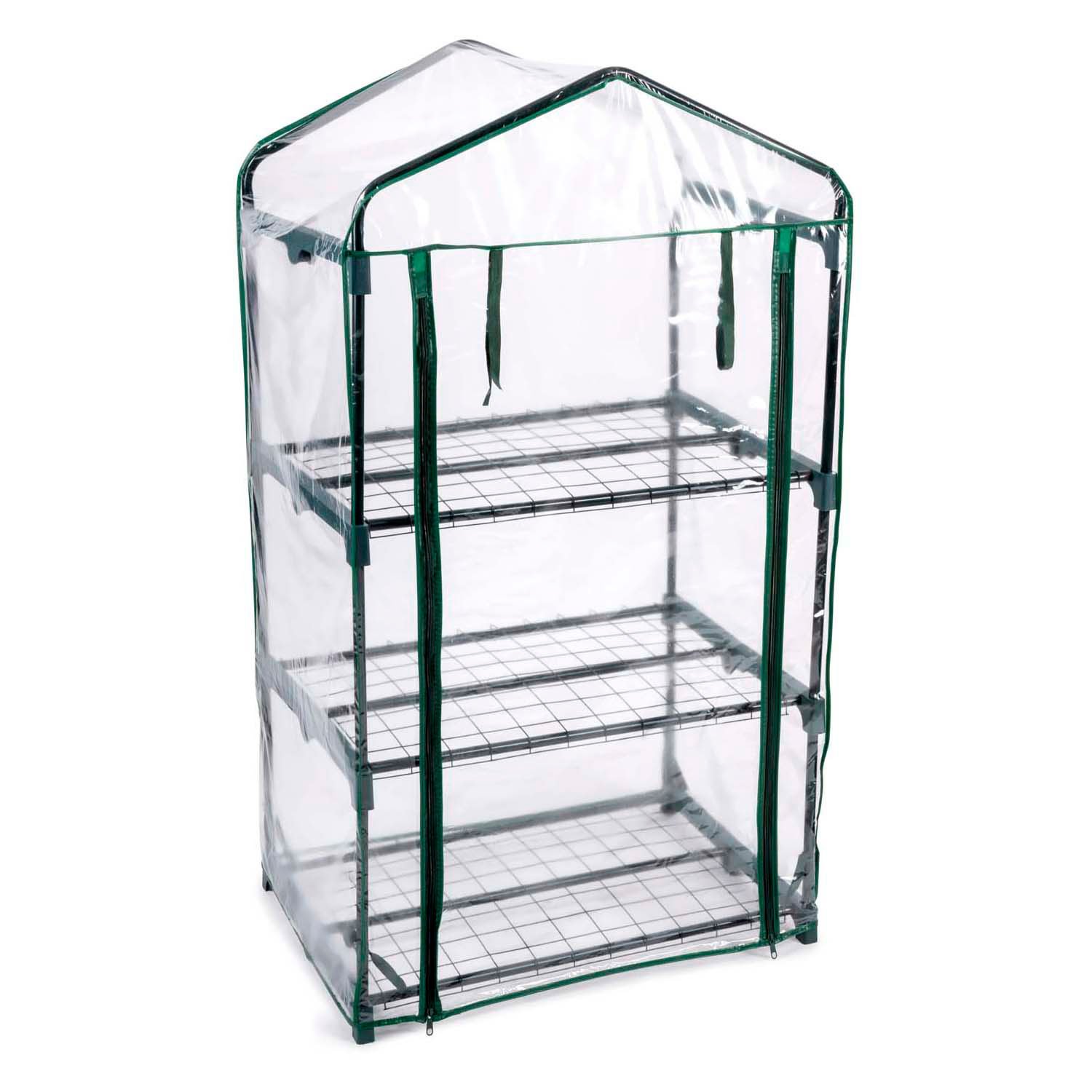kinzo-mini-kas-4-planken-pvc-cover Transparante mini kas met 4 metalen planken en PVC cover Kas 69x49x125cm