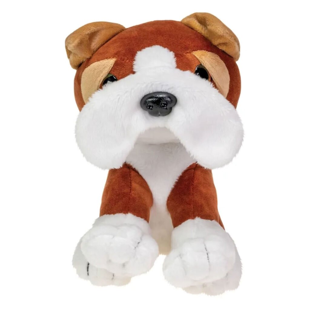 Bruine en witte bulldog knuffel met grote zachte snuit Lumo Stars Knuffel - Bulldog Baas