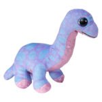 Pluche dinosaurus knuffel in paars en lichtblauw met grote glanzende ogen Lumo Stars Knuffel Dino Brontosaur