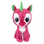 schattige roze knuffel eenhoorn met grote ogen en groene hoorn Lumo Stars Knuffel - Unicorn Taiga