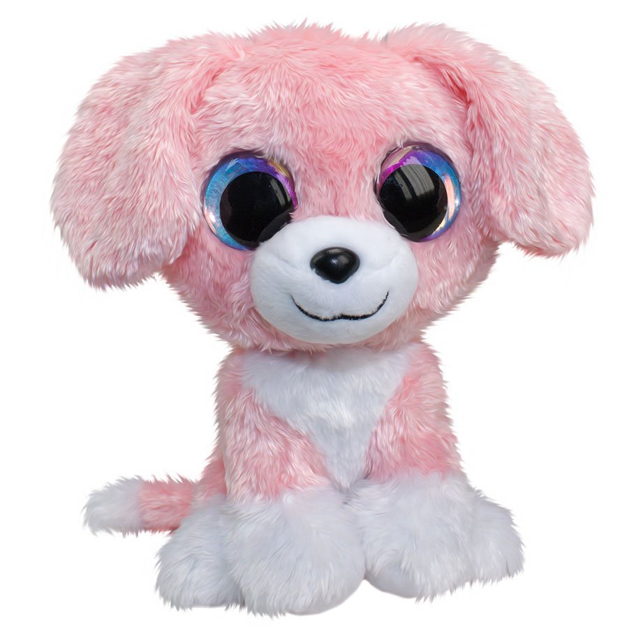lumo-stars-roze-knuffelhond-grote-glinsterende-ogen Roze knuffelhond met grote glinsterende ogen Lumo Stars Knuffel - Hond Pinky