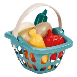 Speelgoed boodschappenmand met houten groenten en fruit