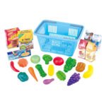 Kinder boodschappenmand speelgoedset met groenten fruit en speelverpakkingen Playgo Winkelmandje met Boodschappen Speelset