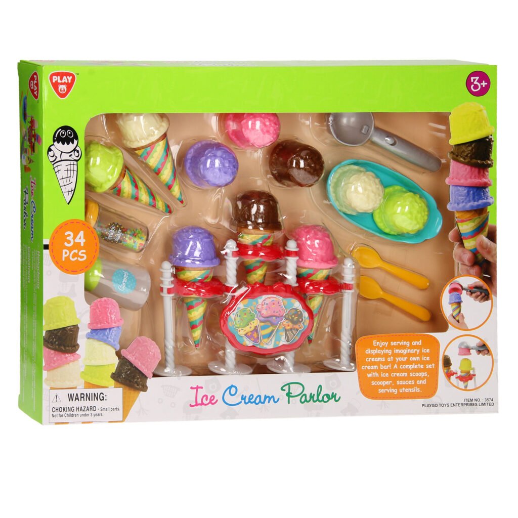 Speelgoed ijswinkel set met hoorntjes, ijsbollen en accessoires voor kinderen Playgo IJsjesset
