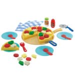 Speelgoed pizza set met snijder, toppings en bordjes voor kinderen Playgo Pizza Set