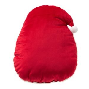 Rood kerstman kussen van zacht pluche met kerstmuts achterzijde
