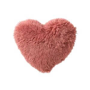 Textino Hart Kussen - Mauveglow Pink. Een hartvormig roze pluche kussen met zachte fluffy shaggy bekleding