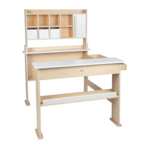 Compact kinderbureau van hout met praktische vakkenkast small foot Houten Speelwinkel