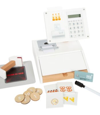 Complete houten speelgoedkassa set met accessoires Houten Speelgoedkassa met Scanner