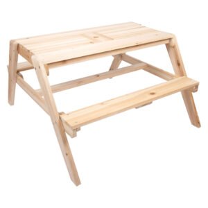 Houten kinderpicknicktafel met gesloten blad en zitbanken Small Foot Houten Picknick en Moddertafel