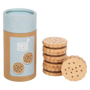 Houten speelgoed koekjes met bewaarbeker set voor kinderen. Small Foot Houten Dubbel Koekjes