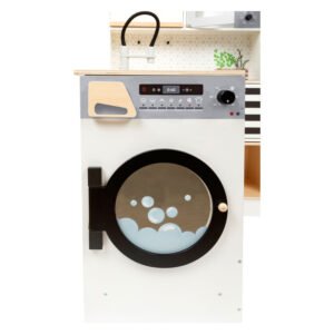 speelkeuken wasmachine met deur en zeepdispenser