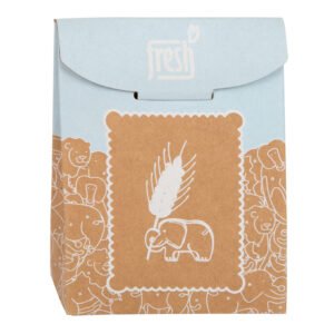 Verpakking houten safari dieren speelgoed blauw bruin