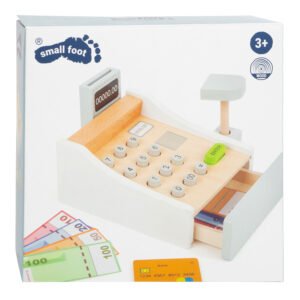 Verpakking van houten speelgoed kassa voor kinderen