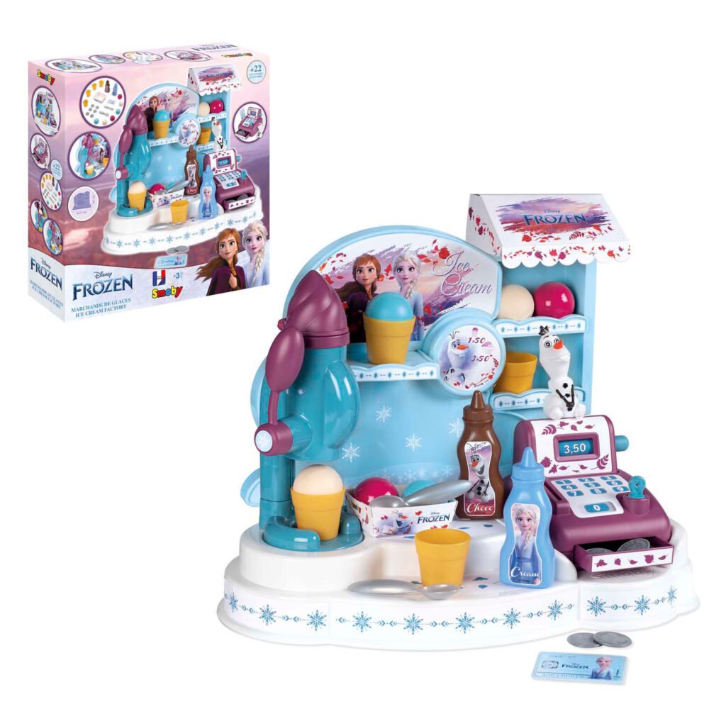 Disney Frozen ijskraam speelgoedset met accessoires en kassa Smoby Frozen Ijskraam