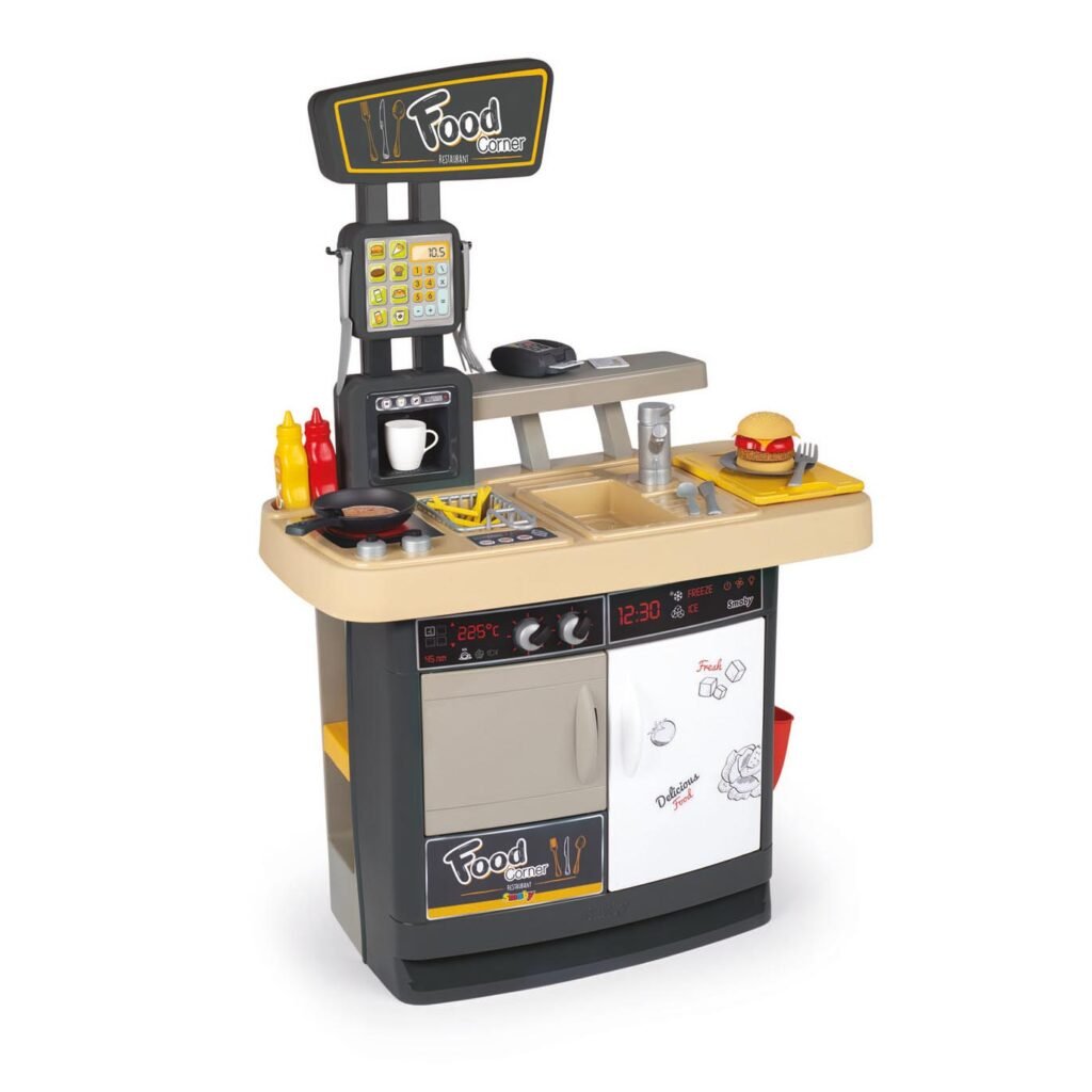 Kinderkeuken restaurant speelset met hamburger en frituuraccessoires Smoby Food Corner Restaurant