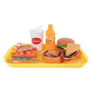 Speelgoed fastfood menu met hotdog donut en hamburger