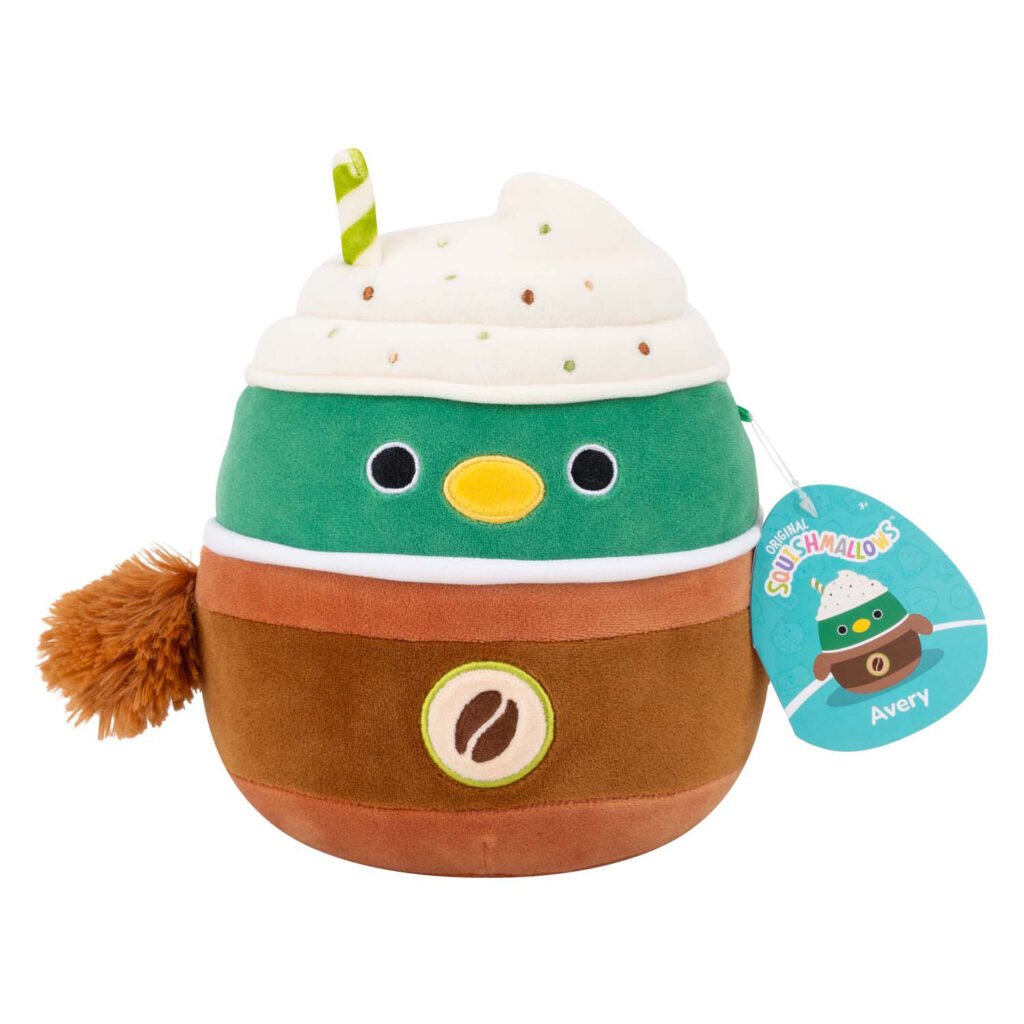 Squishmallows Knuffel Pluche - Avery the Duck koffiebeker knuffel vooraanzicht met origineel label