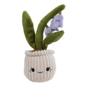 Crème bloempot knuffel met paarse lelietjesbloemen
