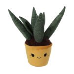 Groene decoratieve kamerplant in vrolijke bloempot met gezicht Take Me Home Knuffel Plant Pluche - Aloe Vera 45cm