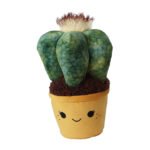 Knuffelcactus met groene succulente vorm in vrolijke bloempot Take Me Home Knuffel Plant Pluche - Cactus 45cm