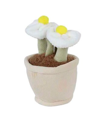 Pluche bloemen in bloempot met witte bloemblaadjes Take Me Home Knuffel Plant Pluche Witte Pot Gele Bloemen