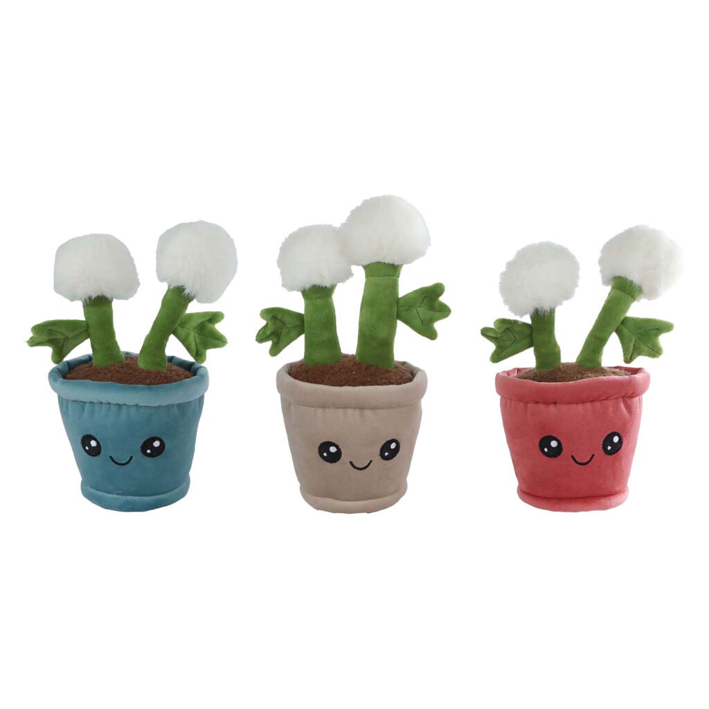 Pluche bloempot knuffels met witte bloemen en vrolijke gezichtjes Take Me Home Knuffel Plant Pluche - Paardenbloem