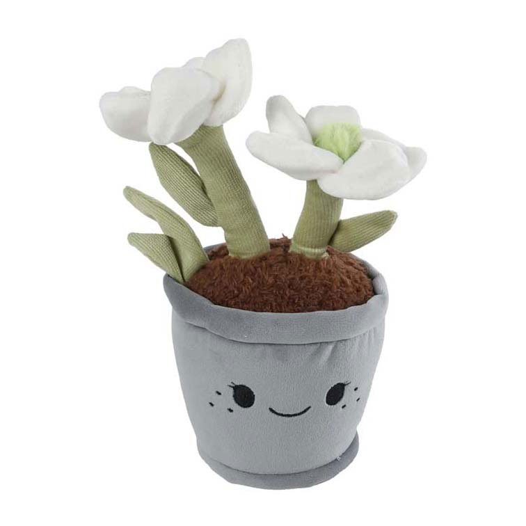 take-me-home-pluche-witte-bloemen-grijze-bloempot-knuffel Pluche witte bloemen in grijze bloempot met vrolijk gezicht Take Me Home Plant Pluche L Kerstroos