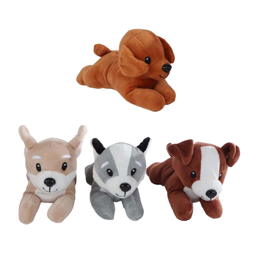 Set van vier schattige pluchen hond knuffels in verschillende kleuren Take Me Home Knuffel Pluche - Hond