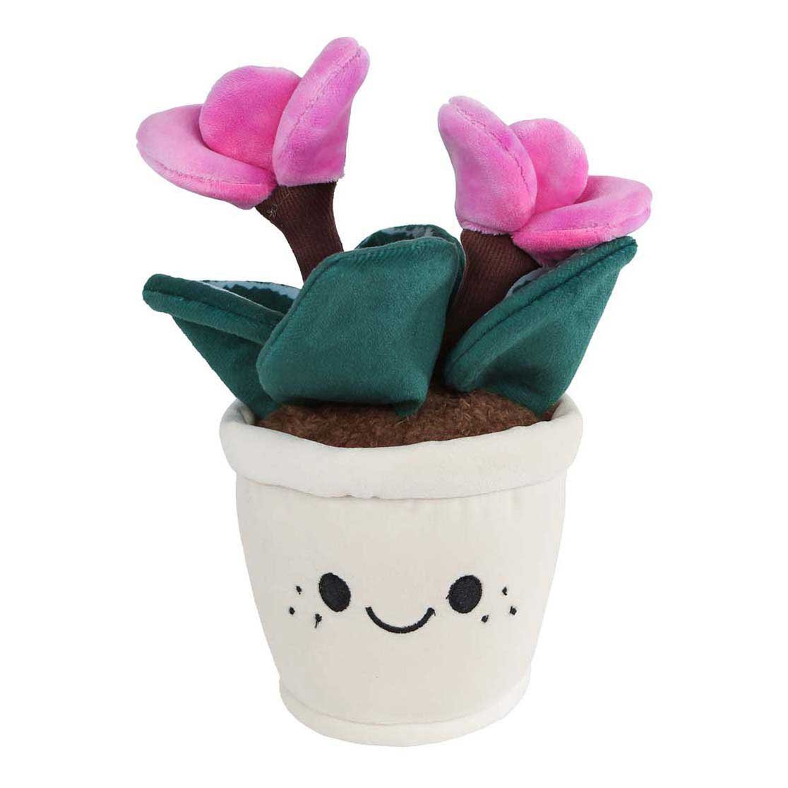 take-me-home-schattige-roze-bloemen-knuffel-witte-bloempot Schattige roze bloemen knuffel in witte bloempot met gezichtje Take Me Home Plant Pluche L Cyclamen