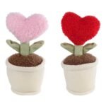 Set van roze en rode pluche hartbloemen Take Me Home Pluche Hart Plant