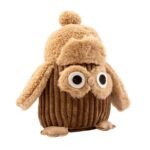Textino Jagger Deurstopper - Tobacco Brown. Een bruine uil deurstopper met teddy bekleding en ribfluwelen afwerking
