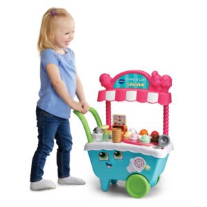 Meisje speelt met VTech Schep & Leer ijscokar speelgoedkar