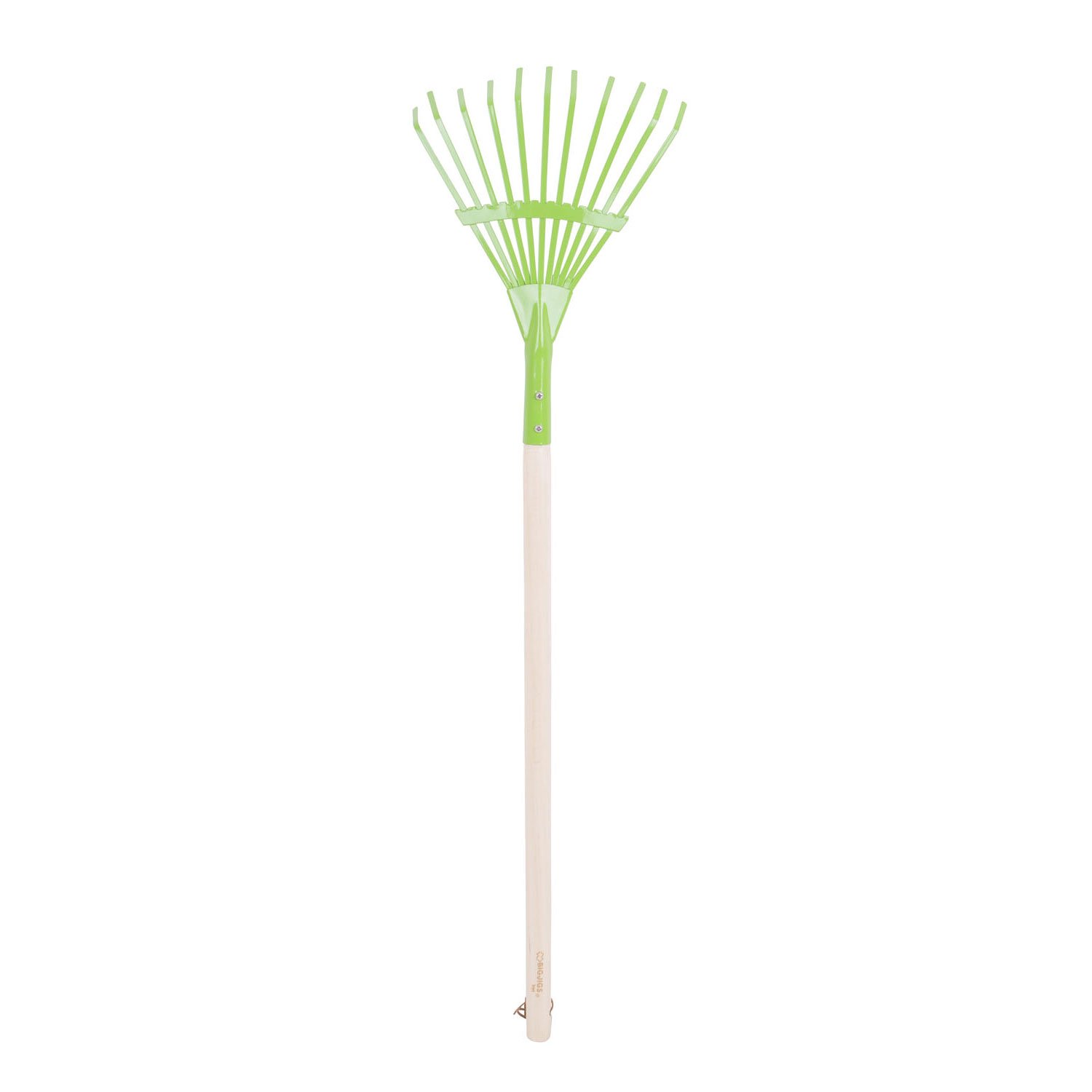 bigjigs-groene-kinderhark-houten-steel-tuinwerk Groene kinderhark met houten steel voor tuinwerk Bigjigs Metalen Bladhark