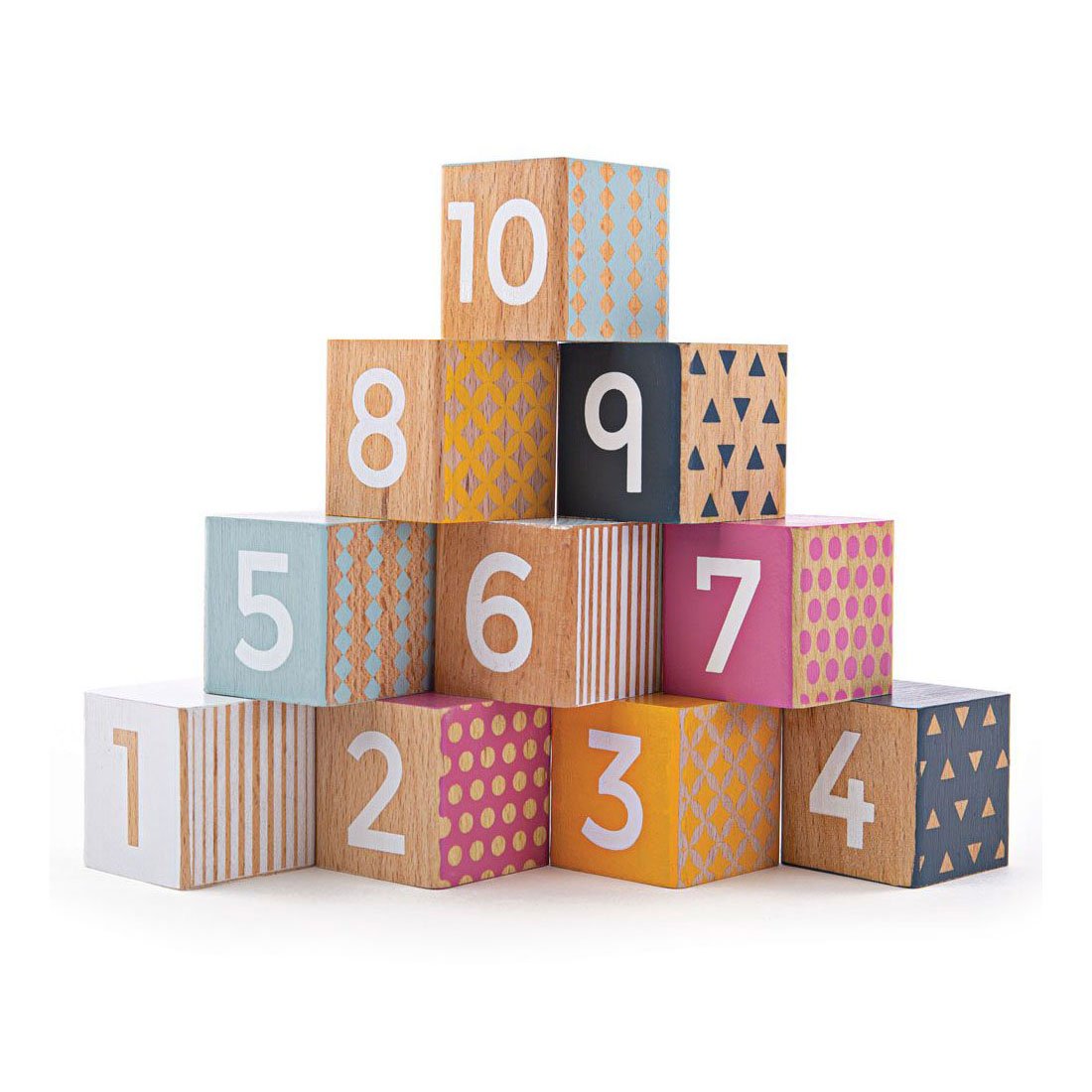 bigjigs-stapel-kleurrijke-houten-cijferblokken-1-tot-10 Stapel kleurrijke houten cijferblokken van 1 tot 10 Bigjigs Houten Blokken met Getallen