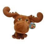 Bruine eland knuffel van voren met grote hoorns en vriendelijke uitstraling Knuffel Big Head Pluche Rendier