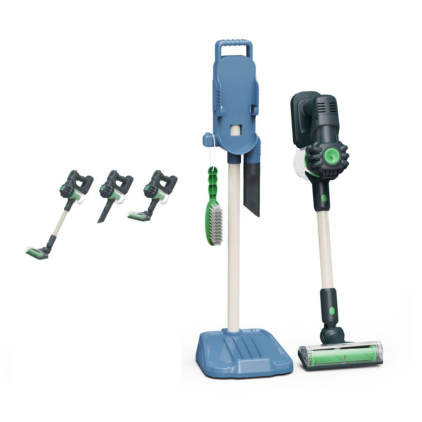cordless-speelgoed-schoonmaakset-stofzuiger-mop-opzetstukken-wit Cordless speelgoed schoonmaakset met stofzuiger en mop-opzetstukken op witte achtergrond Stofzuiger Draadloos 3in1 met Standaard