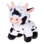 Pluche koe knuffel met zwart-witte vlekken en blauwe ogen Pluche Knuffel Boerderijdieren - Koe